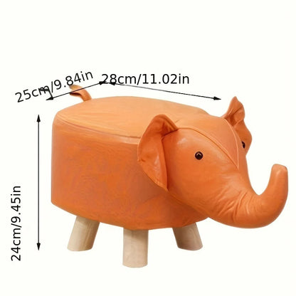 1 Elephant Stool Children's Animal Stool Cute and Creative Elephant Stool Solid Wood Technology Cloth Perfect for Living Room