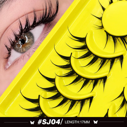 Lasvirey Cat Eye Lashes Manga Lashes Styles 3D Faux Mink Lashes Soft Cross Wispy Natural Winged End Eye Elongated Eyelash Makeup