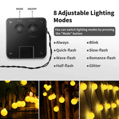 Solar String Lights Outdoor 200 LED Crystal Globe Lights Waterproof Solar Festoon Fairy Light for Garden Christmas Party Decor