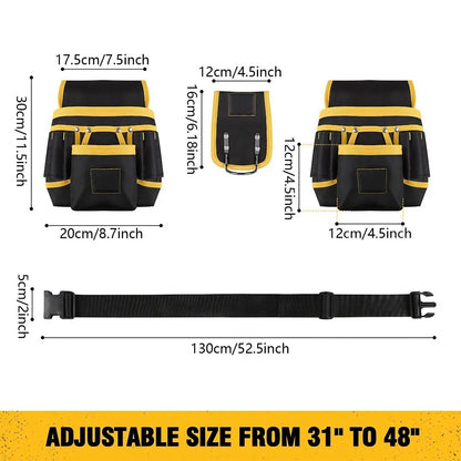 Adjustable Men's 26 Pockets Tool Belt Magnetic Holder Sturdy Waist Pouch for Craftsmen Carpenters
