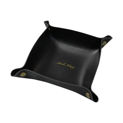 Nordic Leather Desktop Storage Tray Pu Leather Jewelry Cosmetic Key Storage Tray Desktop Folding Organizer Storage Box For Home