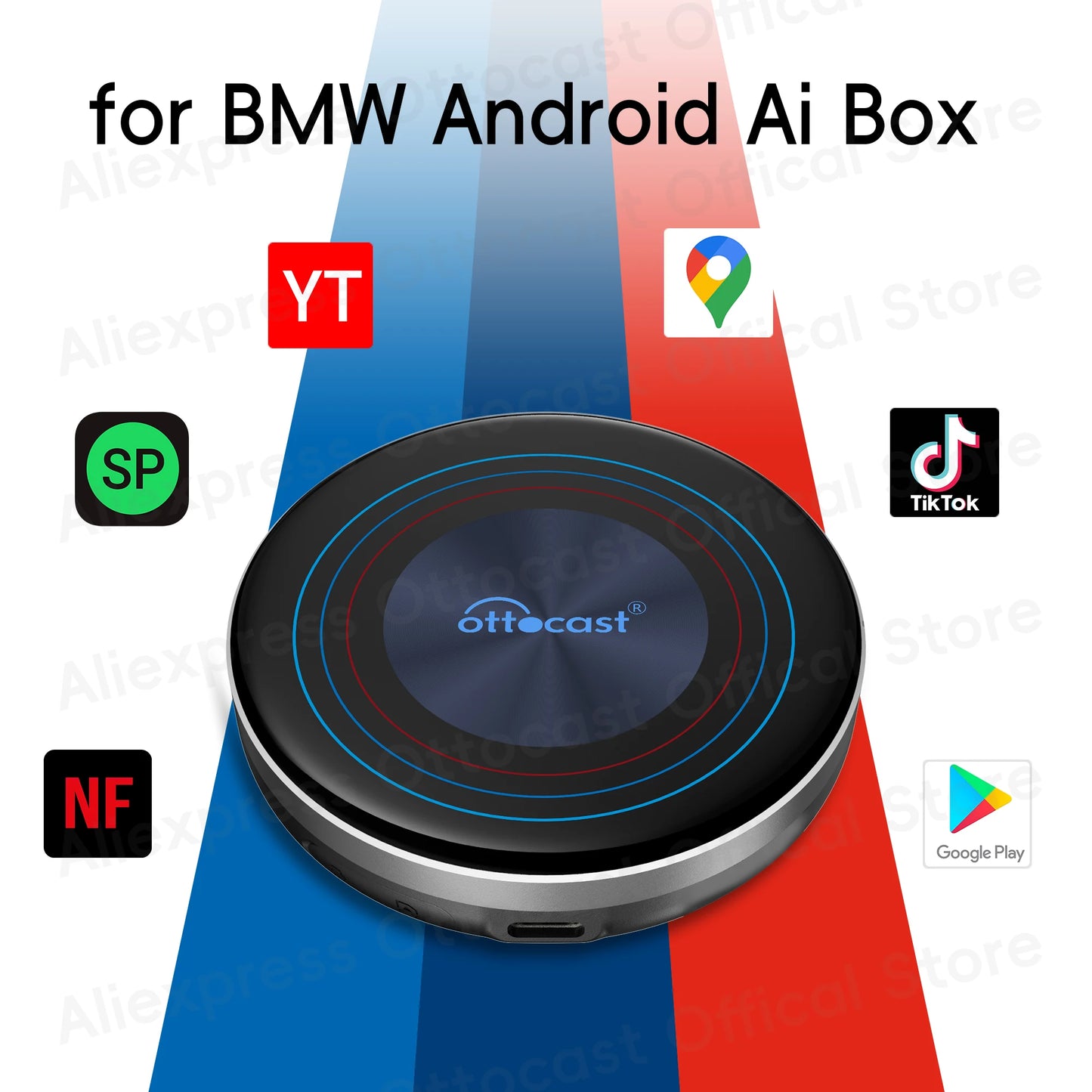 OTTOCAST OttoAiBox i3 for Car built in Wireless CarPlay AI Box Android 13 TV Box QCM 6125 for Netflix for BMW Car Accessories
