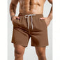 Palasendo Men's Plain Pocketed Drawstring Waist Beach Shorts, Suitable For Summer, Hawaiian, Men Dry Fit Orange Swim Trunks, Men Swim Trunk Matching, Men Beachwear, Plain Swim Trunks