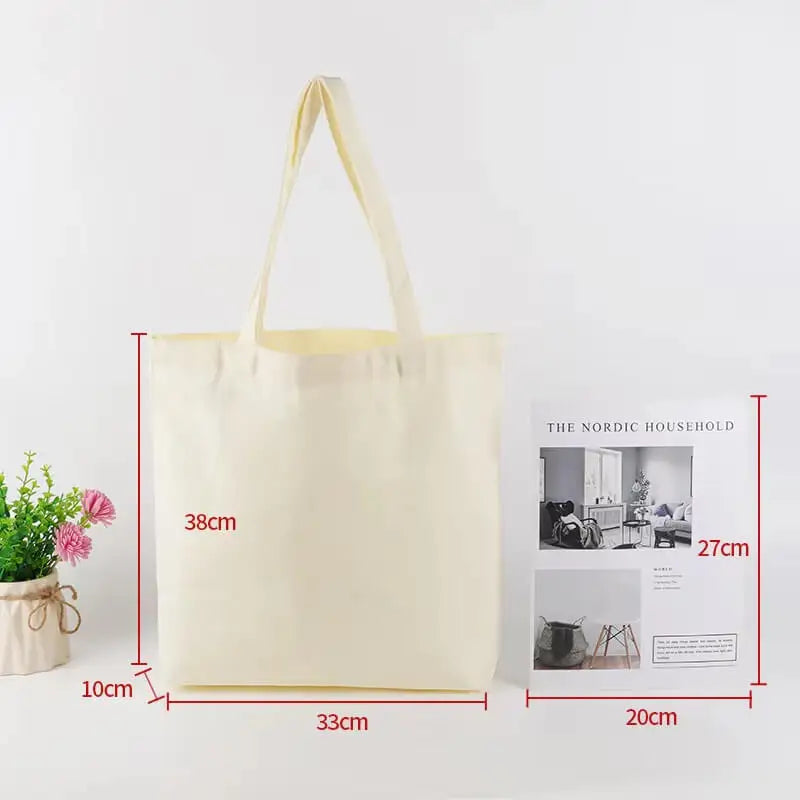 Wholesale 50pcs/Lot Reusable Canvas Tote Bags Custom Logo Shopping Bags Bulk Promotional Eco-Friendly Cotton Grocery Bags