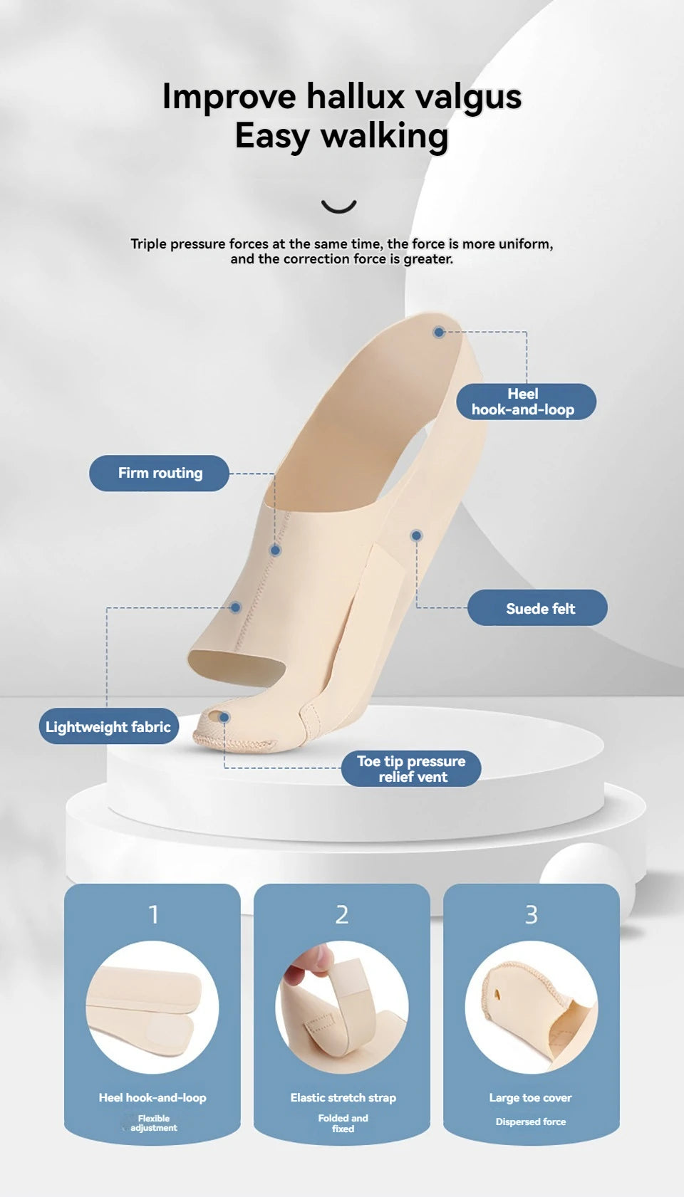 GOBYGO 1Pcs Hallux Valgus Corrector Toe Separation Corrector Lightweight And Adjustable Wearable Shoes Ankle Support Men Women