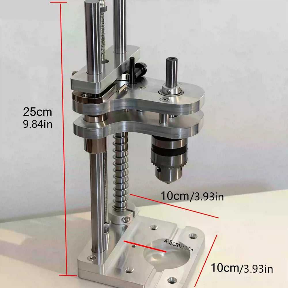 Woodworking Drilling Stand - Aluminum Profile Vertical Positioning Tool, Mini Desktop Drill Stand for Cordless Drills & DIY