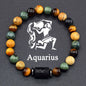 12 Zodiac Constellation Signs Bracelets for Men Women Real Natural Tiger Eye Stone Bead Bracelet Leo Taurus Charm Couple Jewelry
