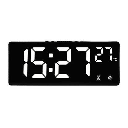 Voice Control Digital Alarm Clock Temperature Dual Alarm Snooze Desktop Table Clock Night Mode 12/24H LED Clock Watch Desk