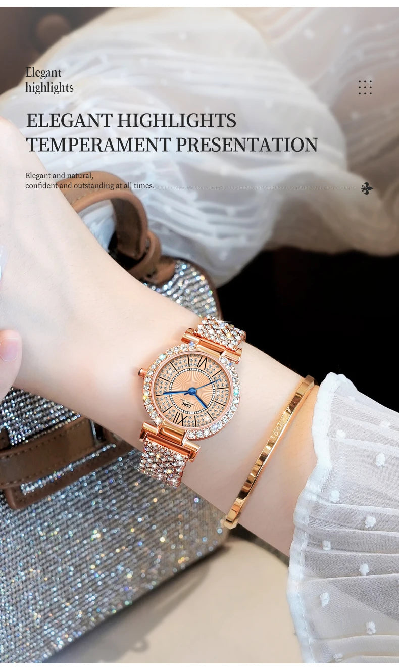 OPK 8618 Women Watch Simple Elegant Quartz Watch Waterproof Luminous Diamond Inlaid Watch For Women Box Gifts Original Reloj