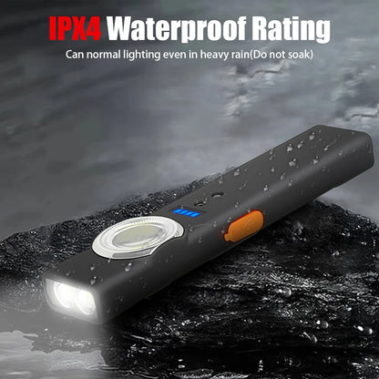 Super Bright Keychain Flashlight Mini COB Portable Work Light USB Rechargeable Outdoor Camping Fishing Pocket Lamps With Magnet