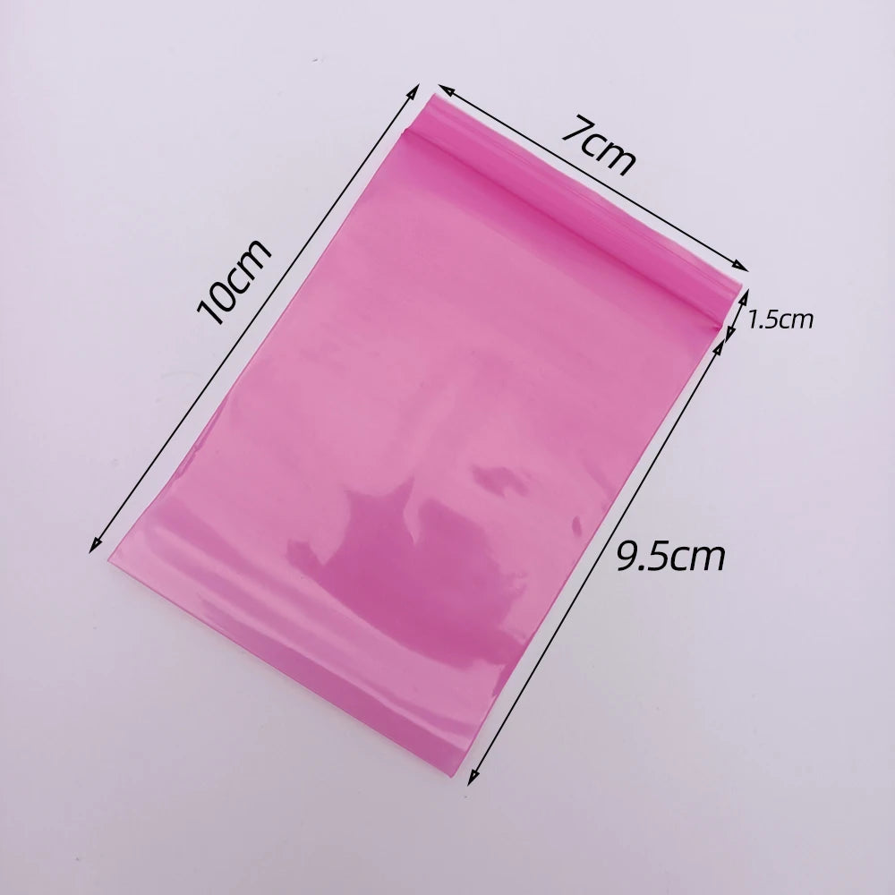 Rose Red Plastic bag Small Size 4x6cm 7x10cm Reclosable Poly Sealing bag PE Zipper Bag  Pink plastic packaging bag 100PCS/LOT