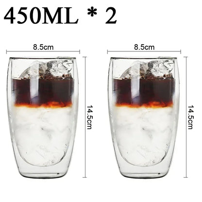 2-18PCS Double Wall High Borosilicate Glass Mug Heat Resistant Tea Milk Juice Coffee Water Cup Bar Drinkware Gift Creativity Set