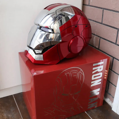 New AutoKing 1/1 Mk5 Iron Man Helmet Cosplay Voice Control Eyes with Light Model Toys for Adult Electric Wearable Christmas Gift