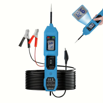 Inteligentny tester obwodów samochodowych 823, z wyświetlaczem napięcia LED — zasilany przez USB, kompatybilny z pojazdami o napięciu 3,5–36 V DC