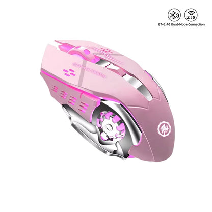 Rechargeable Wireless Bluetooth and 2.4G USB Gaming Mouse Silent Backlight E-Sports Mouse for Laptop Macbook PC Game Office