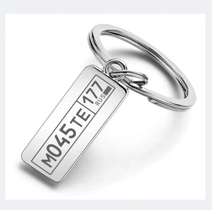 Customized Engraved Name Plate Number Keychain For Car Logo Personalized Anti-lost Keyring Key Chain Ring Best Gift P009C