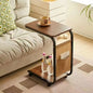 Movable small edge table with antique style for home use, wheeled living room, bedroom, storage rack, small cart, coffee table