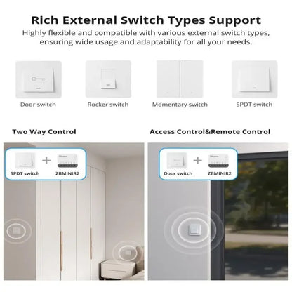 SONOFF ZBMINIR2/ZbminiL2 With/no Neutral Smart Zigbee Switch Two-Way Control Work With Alexa Google Home Yandex Alice Smartthing