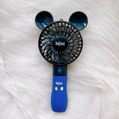 Handheld USB Charging Fan Cartoon Anime Character Mickey Mouse Shaped Desktop Electric Fan Kawaii Night Light Fan Toys Gif