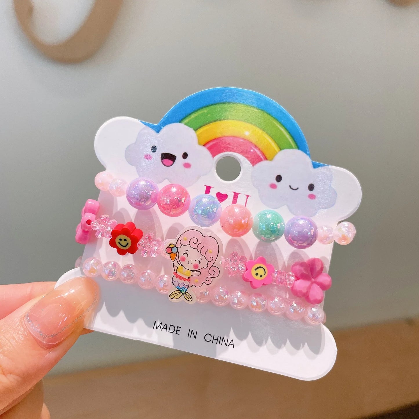 3Pcs Qute Colourful resin Bracelets Little Girls Bracelets Kit Kids Fashion Charm Bracelet Kids Jewelry Party Accessories