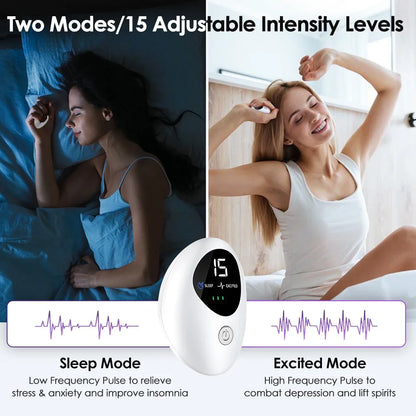 Microcurrent Sleep Aid Device CES Palm 15 Level Pluse Stimulation Massager Sleep Instrument for Insomnia Stress Anxiety Relief