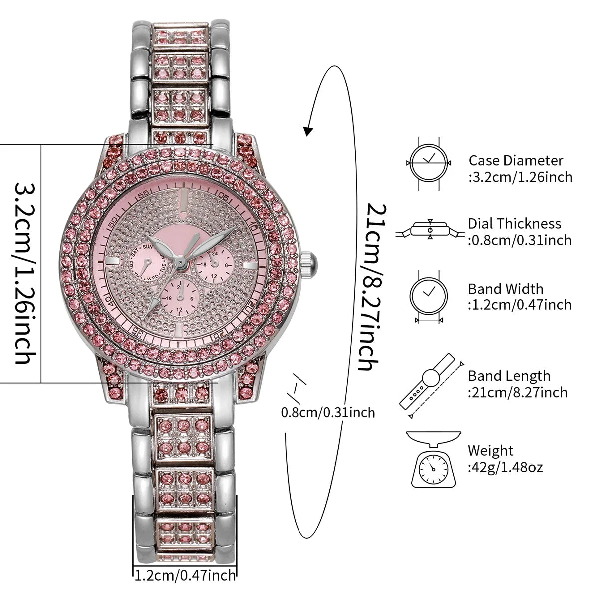 2026 2026 Spring Fashion Quartz Watch Accessories Set for Men and Women, Simple and Trendy Double Row Bracelet Cross Set