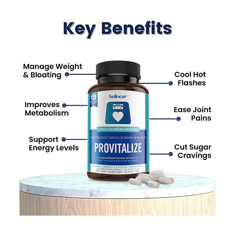 Provitalize Capsules - Women Probiotics + Moringa, Weight Management, Immune Health & Gut Health Support, 30/60/120 Caps