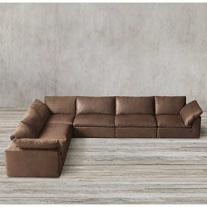 Furniture Modern simple light luxury corner sofa American rural retro cowhide tofu block cloud sofa