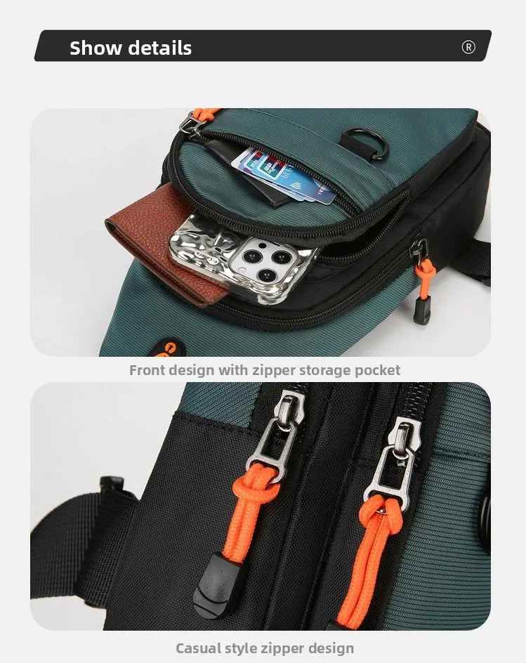 Fashion Men's Chest Bag Handbag Lightweight Oxford Fabric Crossbody Shoulder Bag Stylish Casual Men's Waist Packs Male Chest Bag
