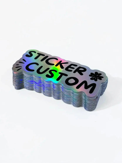 150pcs Customized Holographic Stickers Cutout Vinyl Personalized Party Labels Decal Custom Wedding Business Logo Motor Stickers