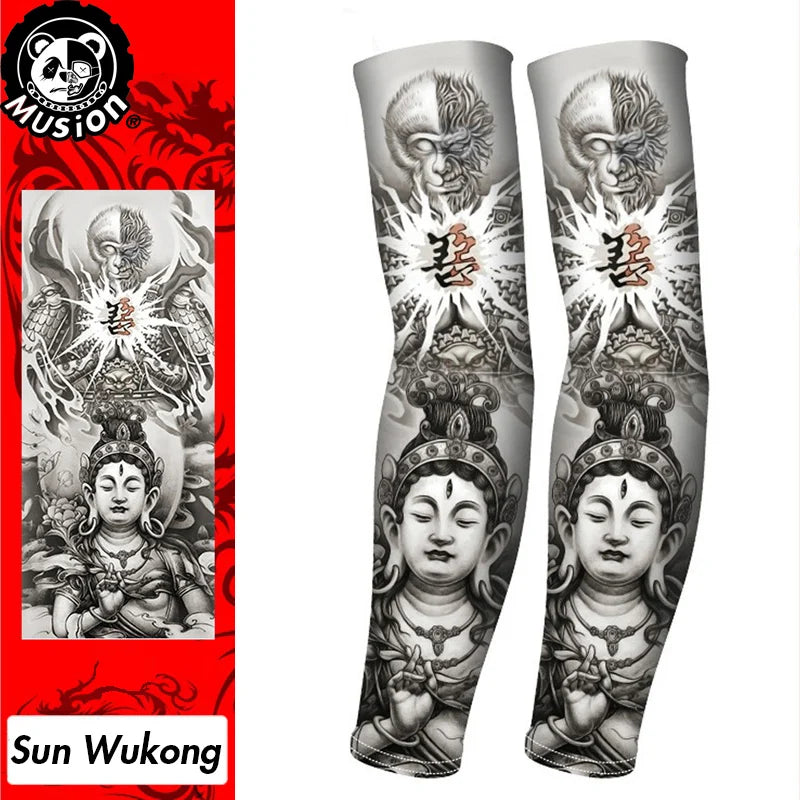 Musion New Seamless Tattoo Sleeves Anti UV Dust Hand Sock Arm Sleeves Fishing Motorcycle Bicycle Unisex Tattoo Sleeve Set A Pair