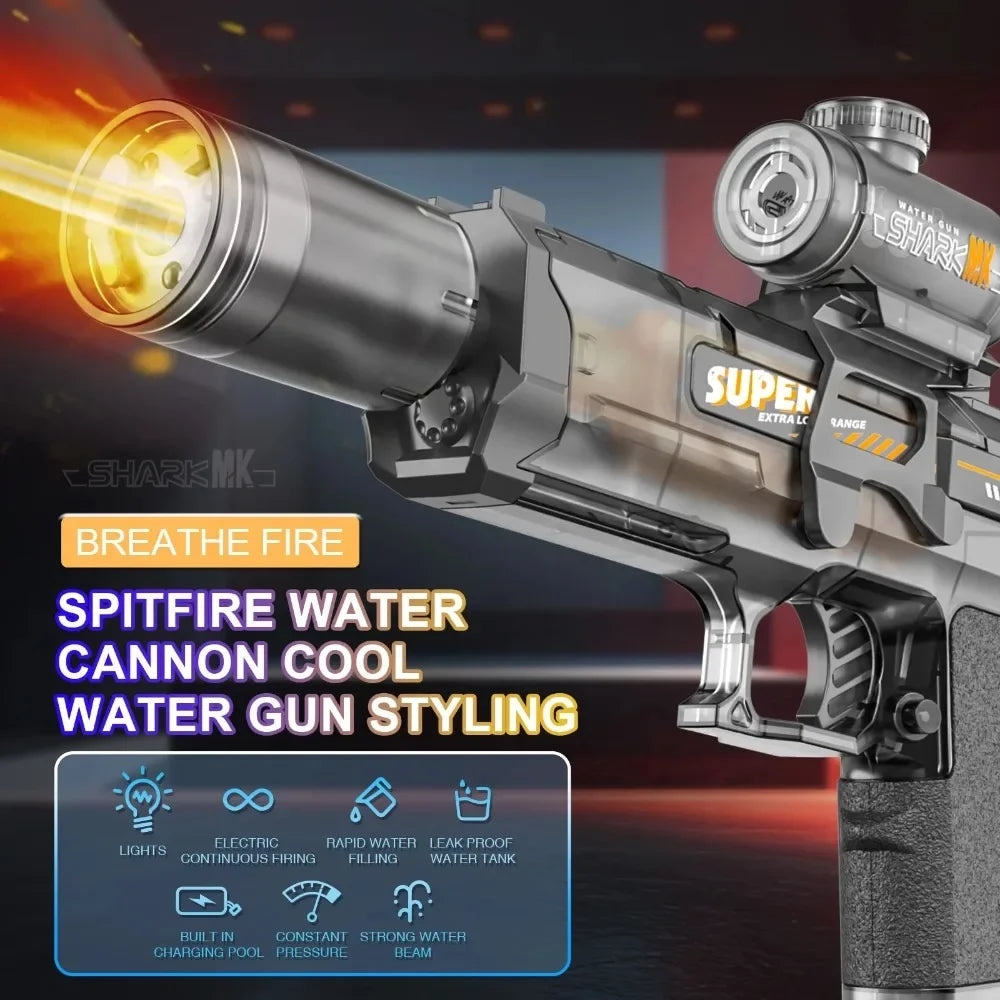 MK3 Electric Water Gun Toy Large-capacity Cool Flash Light Absorbent Water Continuous Shooting Summer Outdoor Beach Toy for Kids