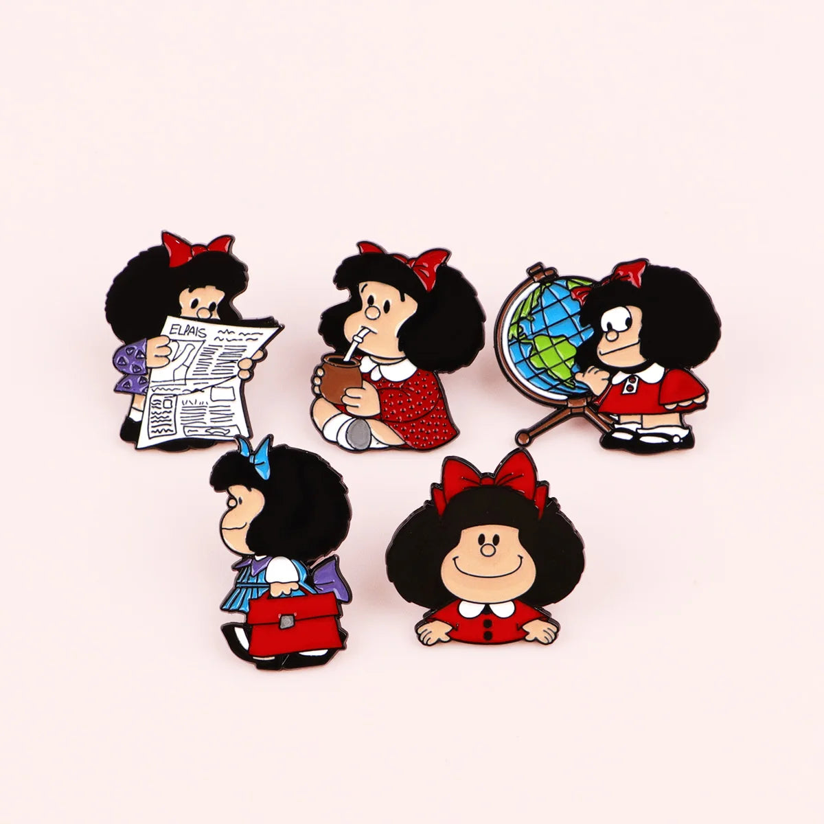 5pcs Cute Girl Enamel Pin Set Cartoon Badges on Backpack Women's Brooches Hat Lapel Pins Cosplay Accessories Toys Gifts