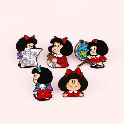5pcs Cute Girl Enamel Pin Set Cartoon Badges on Backpack Women's Brooches Hat Lapel Pins Cosplay Accessories Toys Gifts