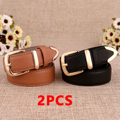 Fashion Women Genuine Leather Belts High Quality Gold Buckle Best Matching Dress Jeans Belts for Lady LB2146