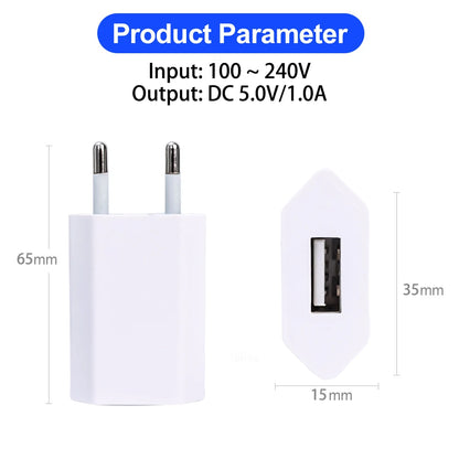 NNBILI 1-5Pcs Universal 5V 1A EU Plug USB Wall Phone Charger For iPhone Samsung Xiaomi Redmi Google Huawei Charger Power Adapter