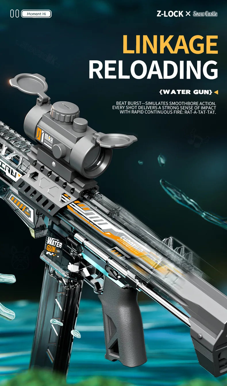 MK9 Children Pulse Electric Water Gun Automatic Water Absorption Induction Flash Light Water Blaster Summer Outdoor Toy for Kids