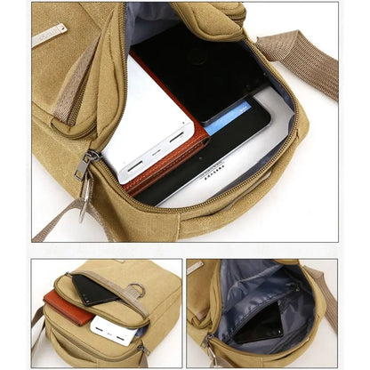 Men's Shoulder Bag Canvas Men's Sling Bag Messenger Shoulder Crossbody Bags Large Capacity Handbags Multifunctional