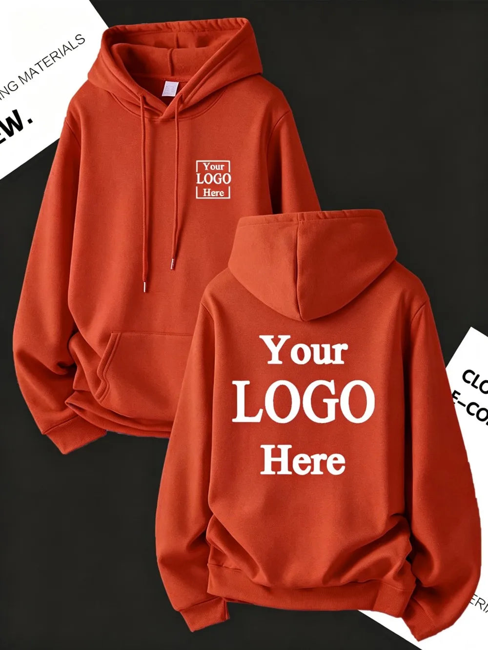 Customize Womens Hoodies Street Oversized Pocket Sweatshirts Hip Hop Unisex Tops DIY Your Logo/Graphic Pullovers Woman Clothes