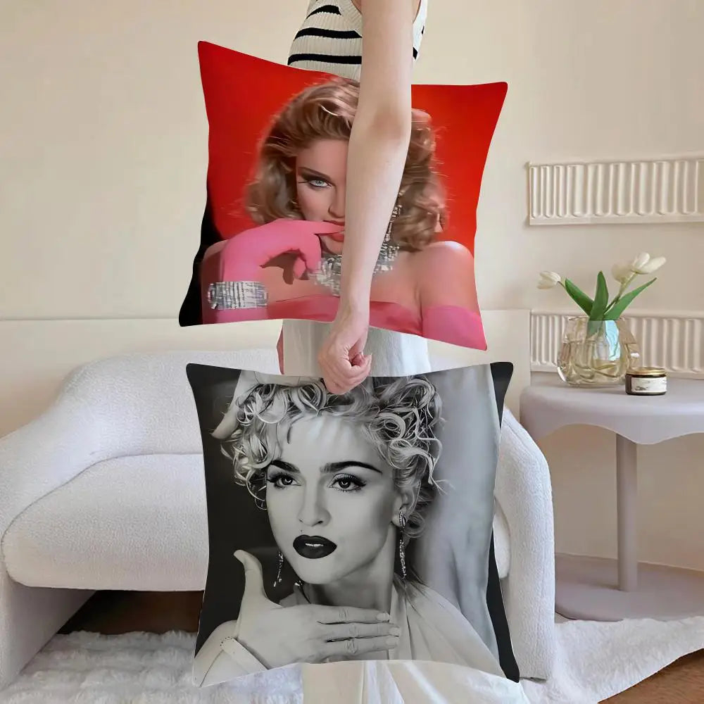 Iconic Pop American Singer M-Madonna Cushion Cover Pillowcase Short Plush Invisible zipper Room Sofa Cushion Cover