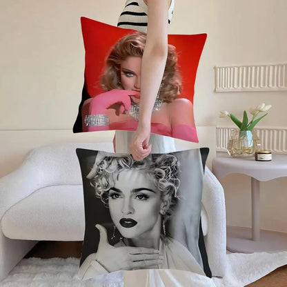 Iconic Pop American Singer M-Madonna Cushion Cover Pillowcase Short Plush Invisible zipper Room Sofa Cushion Cover