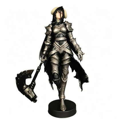 Overlord Armor Ver Figure 24cm Long Hair Demon Horns Battle Axe Statue Anime Model Heavy Metal Texture Armor Knight Figure
