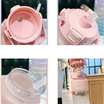 Sports Water Bottle 2 Liters Bottle Drinking Plastic Large Portable Travel Fitness Cup High Value Big Fat Cup Adult Universal