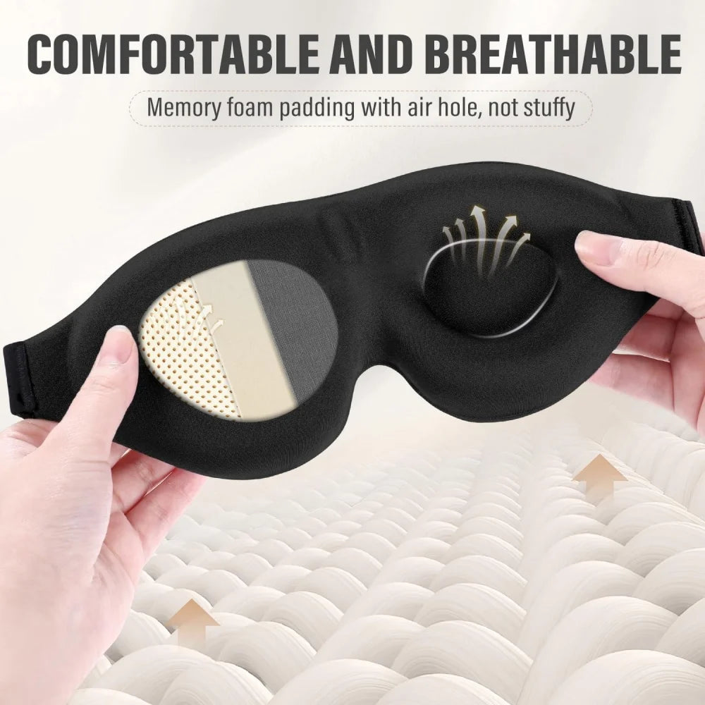 3D Contoured Zero Pressure Sleep Mask with Adjustable Strap for Deep Sleep, Travel, Naps & Yoga Relaxation