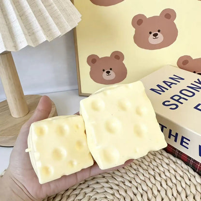 Giant Cheese Cube Stress Ball Squishy Cheese Shapeable Squeeze Ball Non-Bounce Fidget Toy ASMR Sensory Anti-Stress Adults Gift