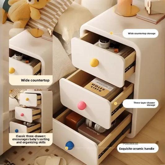 Cute Solid Wood Children's Nightstands for Children Furniture Dormitory Storage Bedside Tables Narrow Kid's Storage Cabinet