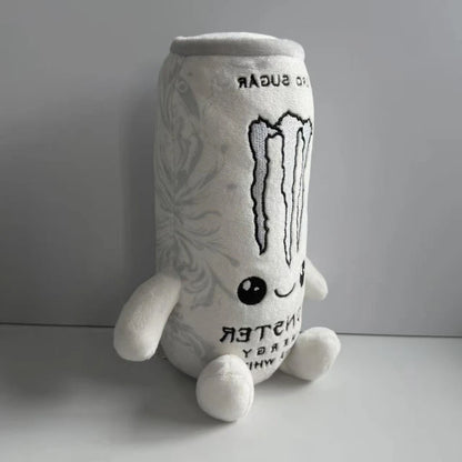 Zero Sugar White Monster Energy Drink Plush Toy Simulation Can Stuffed Doll Cute Soft Figure Decor Gift for Friend Home Ornament