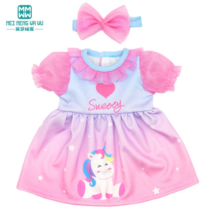 Fits 17-18inch American Doll and New Born Doll Clothes Fashion Dresses, Hooded Jumpsuit, Cardigan Strap Skirts Toys Gifts