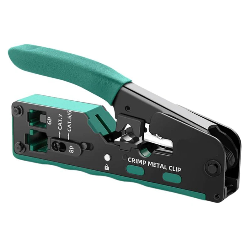 New Rj45 Rj12 Rj11 Pass Through Crimp Plier Cat7 Cat6 Cat6A Cat5 Cat5e Stripping Crimping Tool with 8P/6P Ethernet Connectors