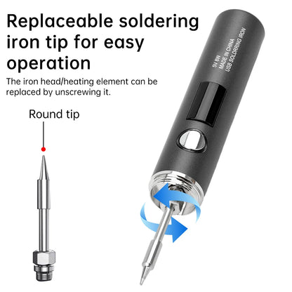 The latest USB soldering iron 5-speed temperature control mini soldering iron Type C interface plug-in models 850/1400 MAH